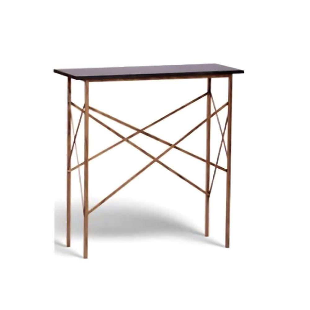 Aparador Dourado com Tampa de Madeira 80cm