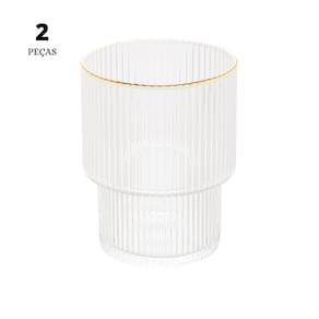 Jogo 2 Copos Baixos com Fio de Ouro Lines 220ml - Wolff