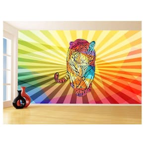 Papel De Parede 3D Animais Pop Art Tigre Felino 3,5M Pxa124