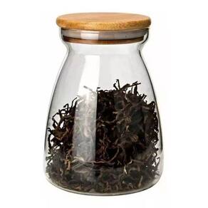 Pote De Vidro Tampa De Bambu 1100 Ml Hermético Abaloado