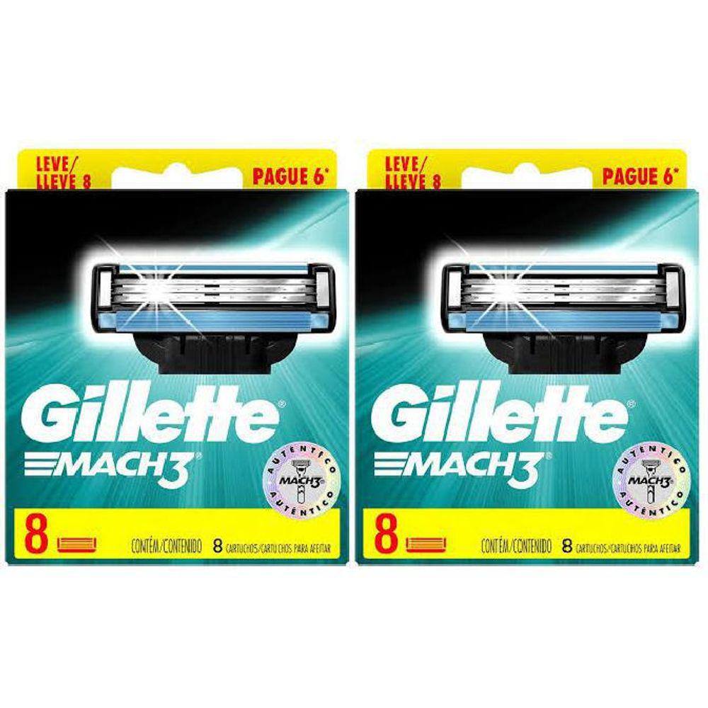 Carga Para Aparelho De Barbear Gillette Mach3 - 16 Cartuchos