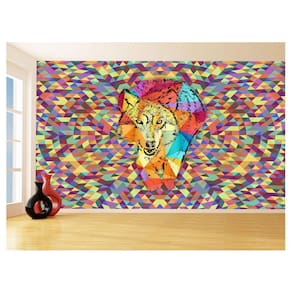 Papel De Parede Animais Pop Art Lobo Colorido 3,5M Pxa577