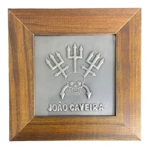 Quadro Orixá Exú Jõao Caveira Madeira Imbuia 14,5X14,5Cm