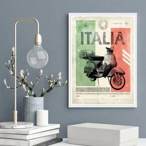 Quadro Decorativo Vintage Vespa Itália 45X34Cm
