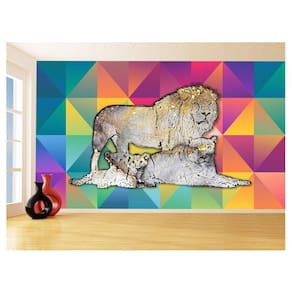Papel De Parede Animais Pop Art Familia Leões 3,5M Pxa418