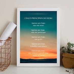 Quadro Cinco Princípios Do Reiki 45X34Cm - Com Vidro