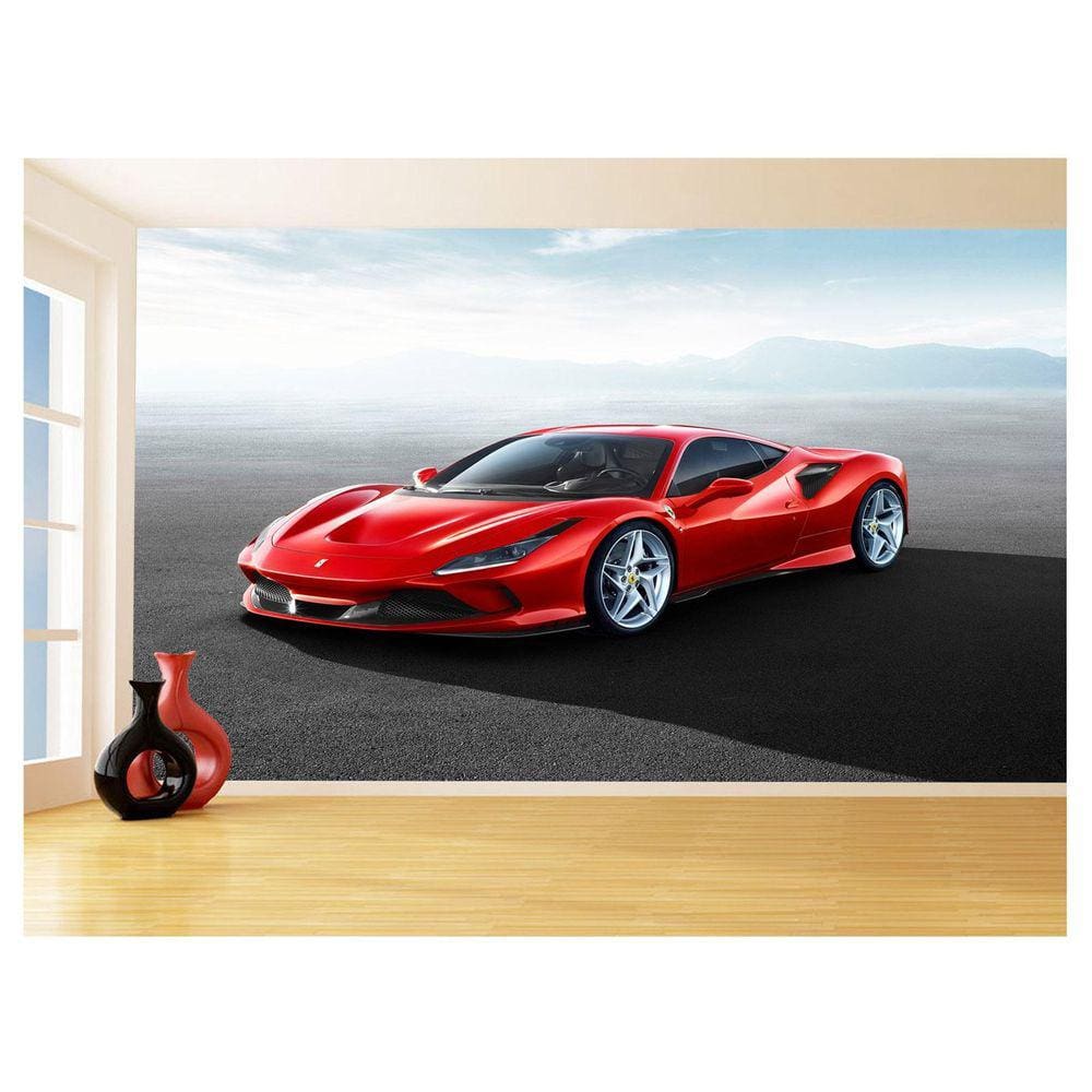 Papel De Parede 3D Carro Ferrari Vermelha Pista 3,5M Car127