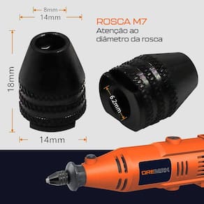 Mandril De Aperto Rápido Micro Retífica - Rosca M7 Curta