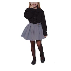 Conjunto Saia Rodada + Camisa Munlie Preto e Branco Fem