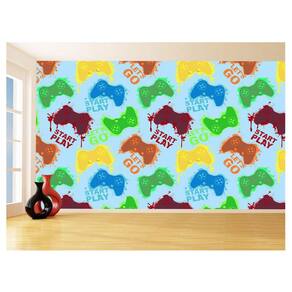 Papel De Parede 3D Infantil Controle Game Jogo 3,5M Azs292