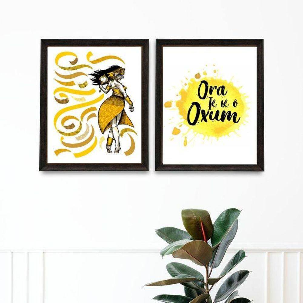 Kit 2 Quadros Orixá Oxum - Saudação 24X18Cm