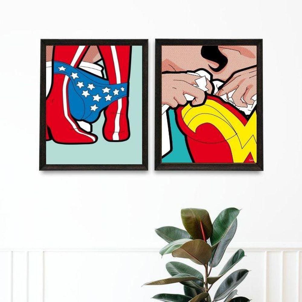 Kit 2 Quadros Engraçados Para Banheiro Feminino 33X24Cm