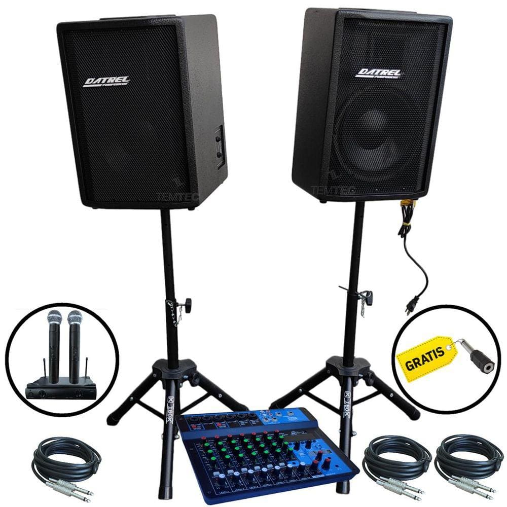 Caixa Som Ativa Passiva Datrel 10P 400W Rms Tripé Mesa Mic