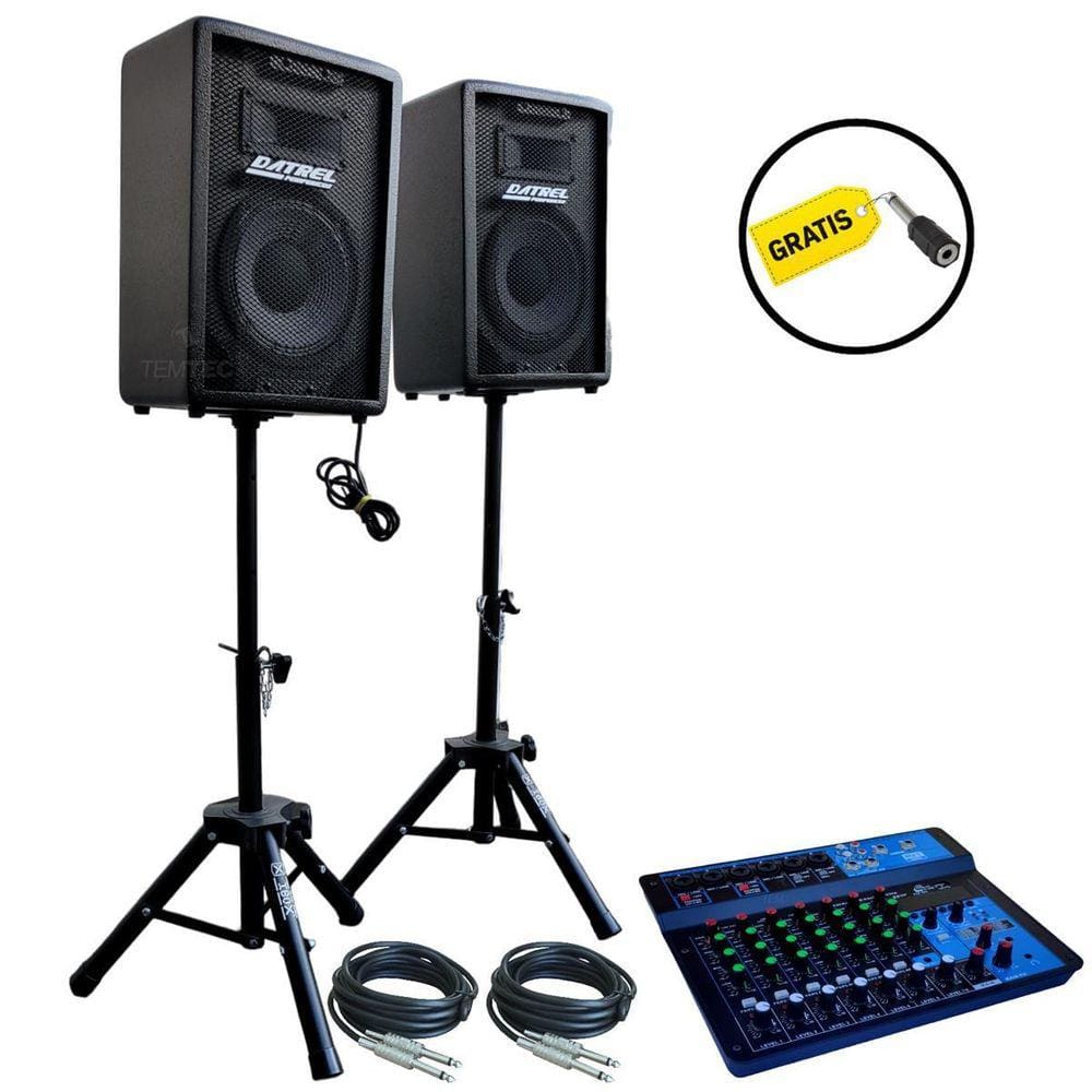 CAIXA SOM ATIVA PASSIVA DATREL MESA 8” 300W RMS TRIPÉ MESA