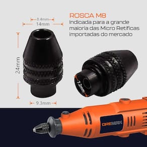 Mandril De Aperto Rápido Micro Retífica - Rosca M8 Longa