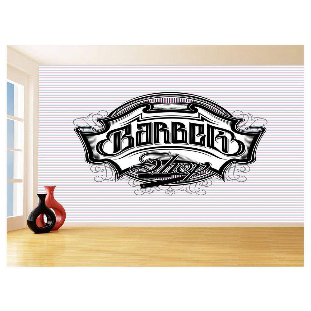Papel De Parede 3D Barbearia Barber Shop Logo 3,5M Brb12