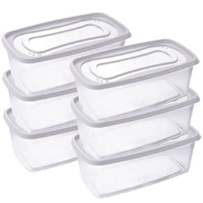 Pote de plástico Clic retangular 3 litros branco com 6 unidades Plasutil ref.2191
