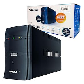 Nobreak MCM 600VA, UPS 600 ONE FIT, Monovolt 220V, Saída 220V, 4 Tomadas, 1x Bat. 12V/5Ah - UPS0264