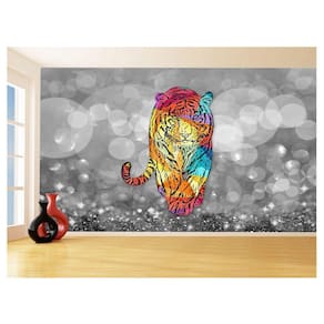 Papel De Parede 3D Animais Pop Art Tigre Felino 3,5M Pxa152