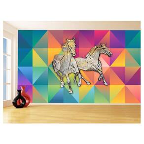 Papel De Parede Animais Pop Art Cavalos Cores 3,5M Pxa367