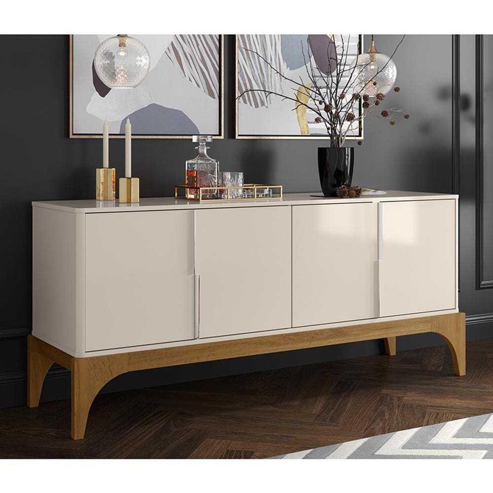 Buffet Amalfi Off White com Madero Canela - Lukaliam Móveis