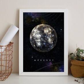 Quadro Decorativo Planeta Mercúrio 24X18Cm - Com Vidro