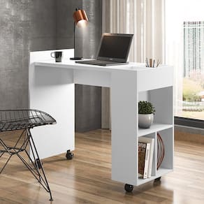 Escrivaninha Para Computador Office com  Nicho Alessa M2 Branco - Lukaliam Móveis
