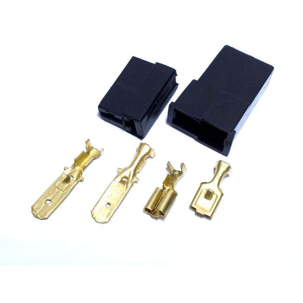 Conjunto Conector 02 Vias - Preto - Terminais 6,3Mm