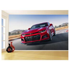 Papel De Parede 3D Carro Camaro Chevy Vermelho 3,5M Car53
