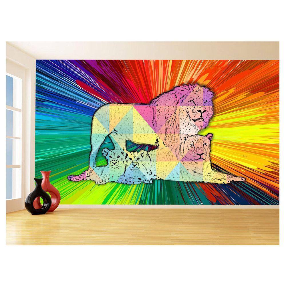 Papel De Parede Animais Pop Art Familia Leões 3,5M Pxa400