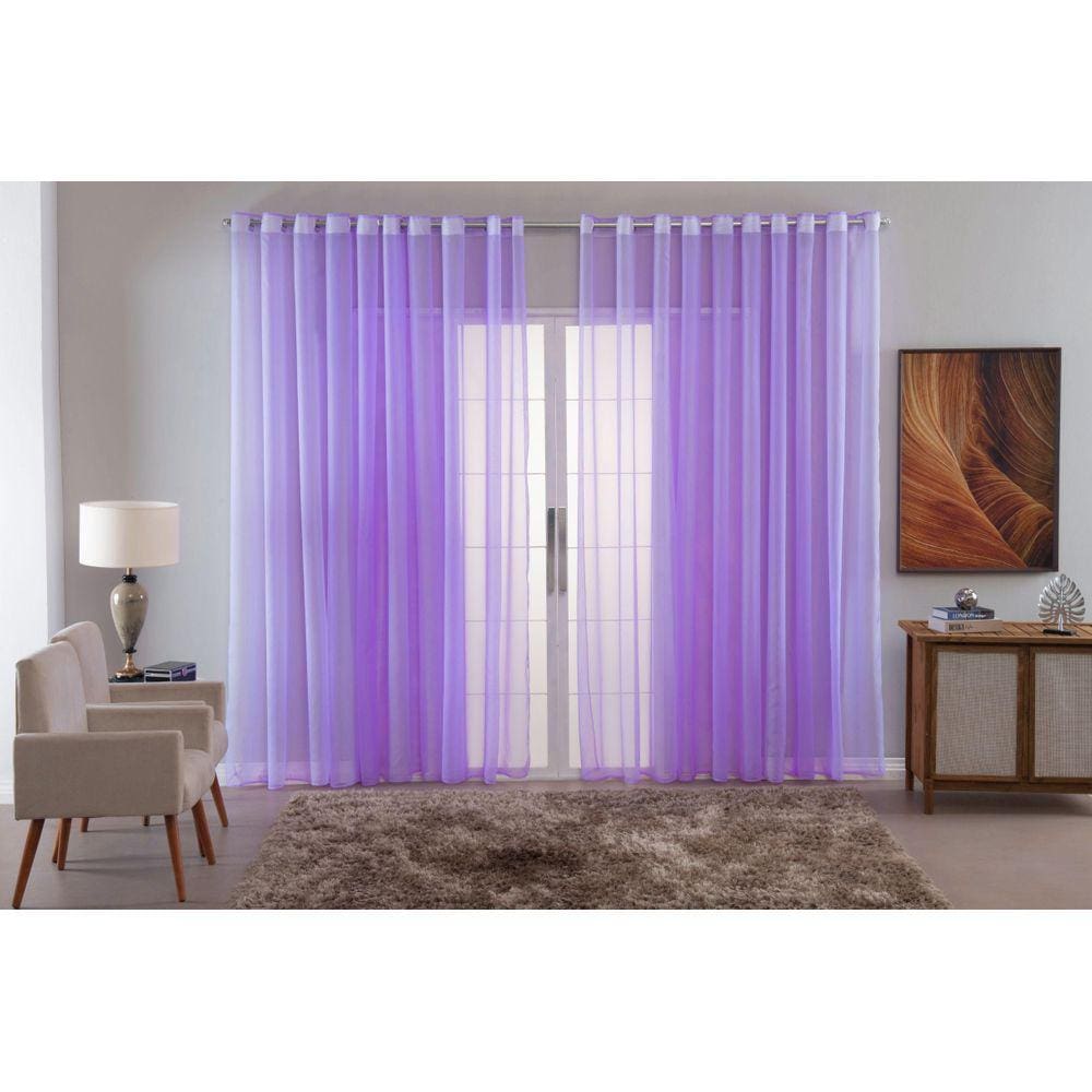 Cortina Sala Quarto Voal Liso Delicate 300X250 Transparente