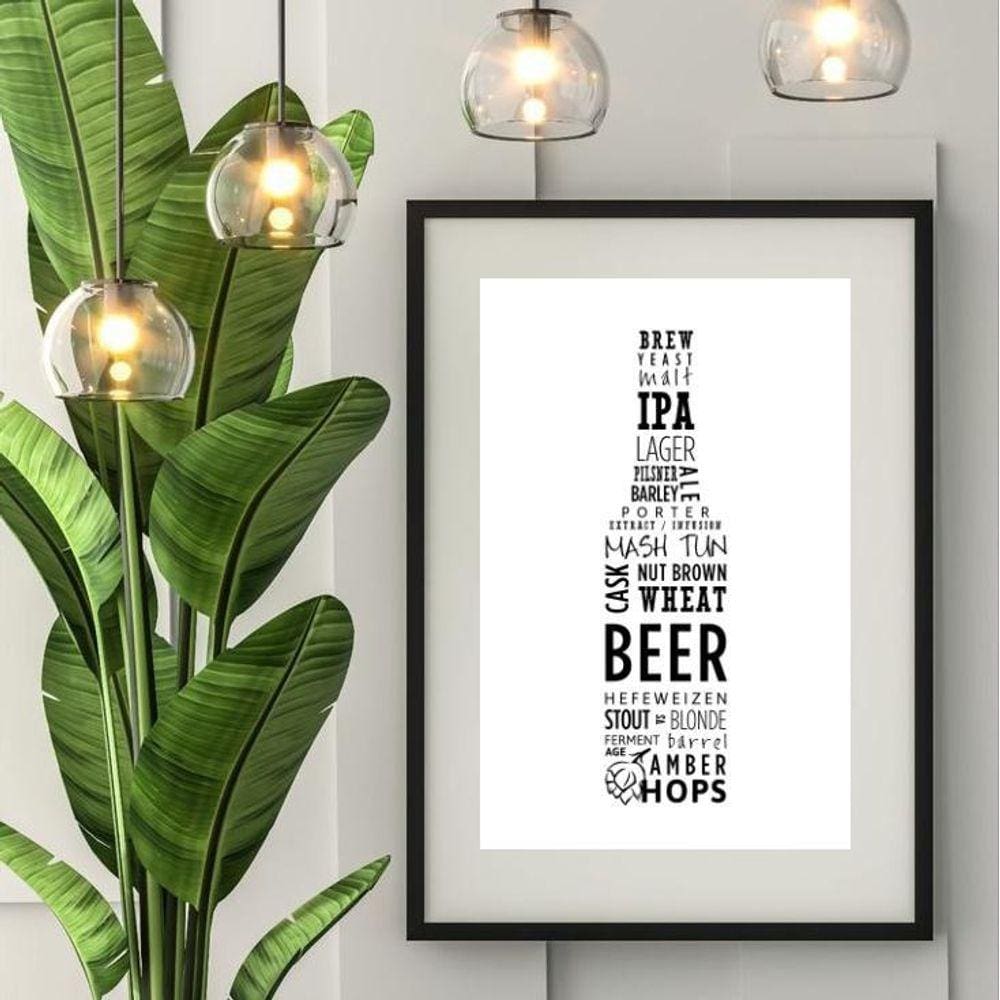 Quadro Minimalista Tipos De Cerveja - 60X48Cm