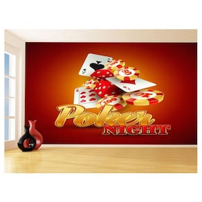 Papel De Parede 3D Salão De Jogos Cartas Poker 3,5M Jcs40