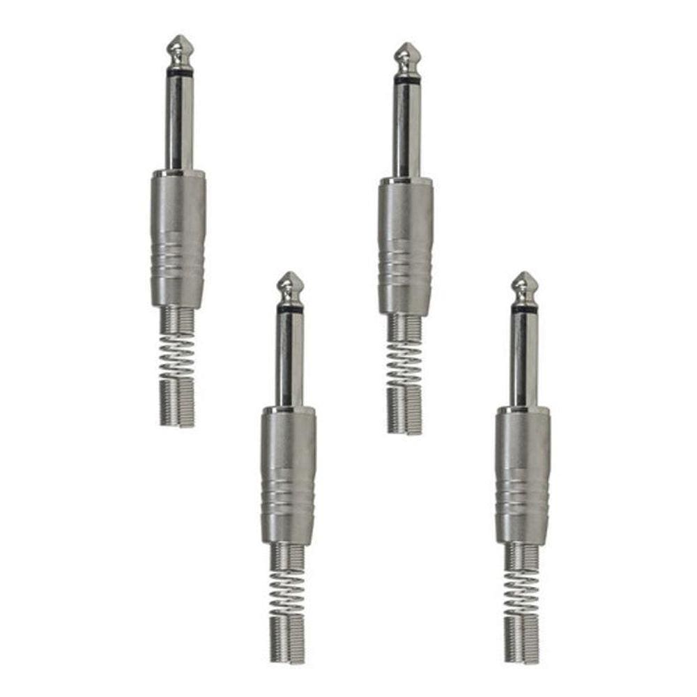 Kit 4 Plug P10 Mono Ninja Metálico 180 Com Mola Santo Angelo