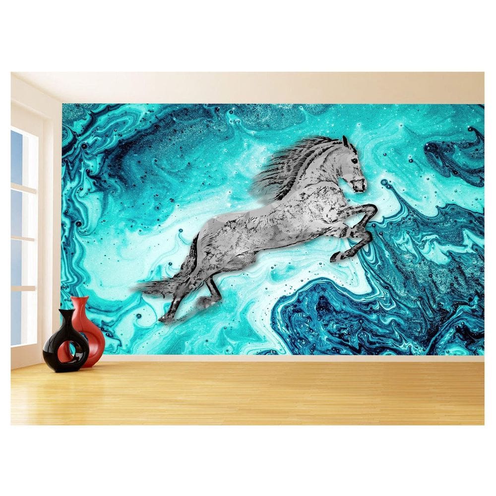 Papel De Parede 3D Animais Pop Art Cavalo Cores 3,5M Pxa307