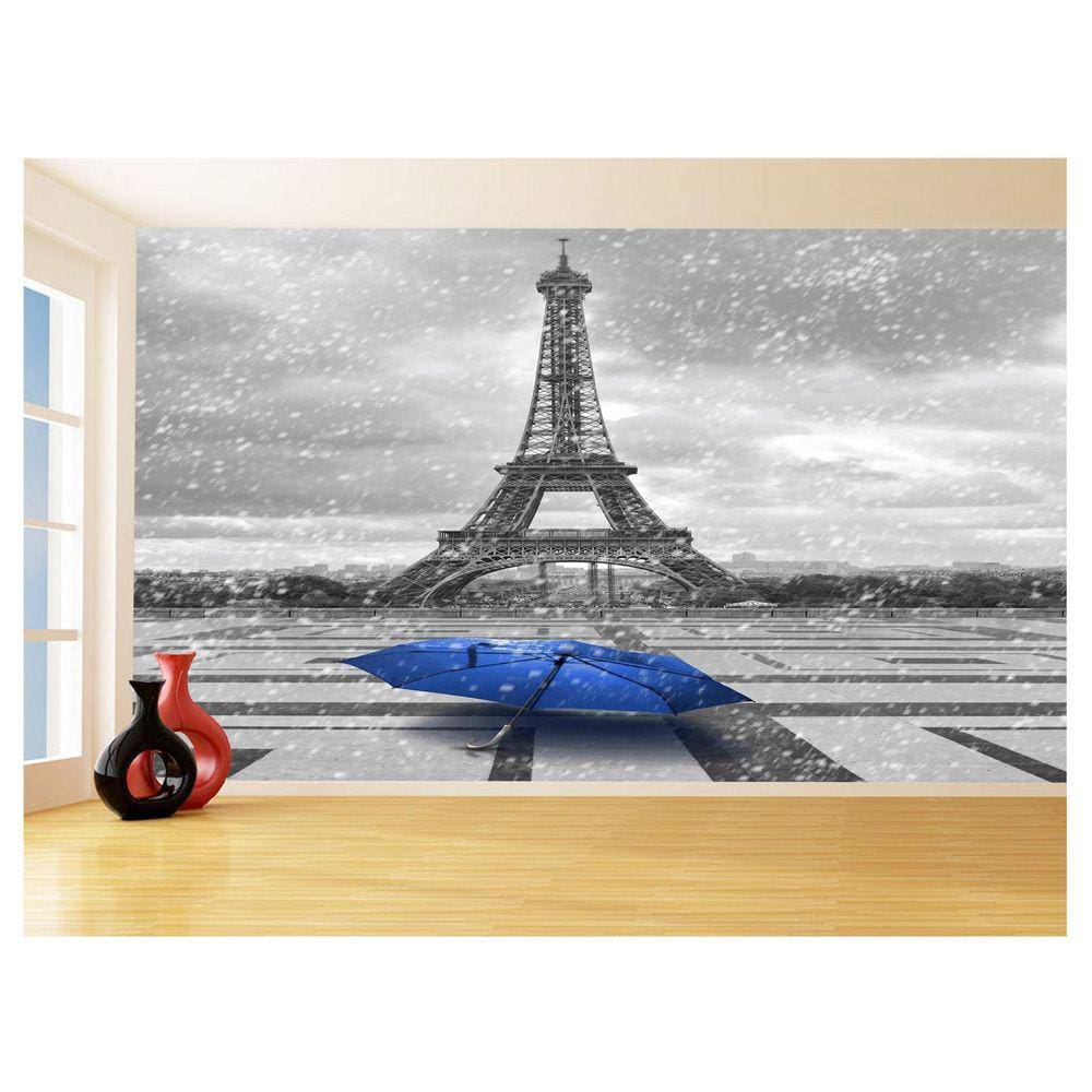 Papel De Parede Paris Eiffel Guarda Chuva Céu 3,5M Ncd309