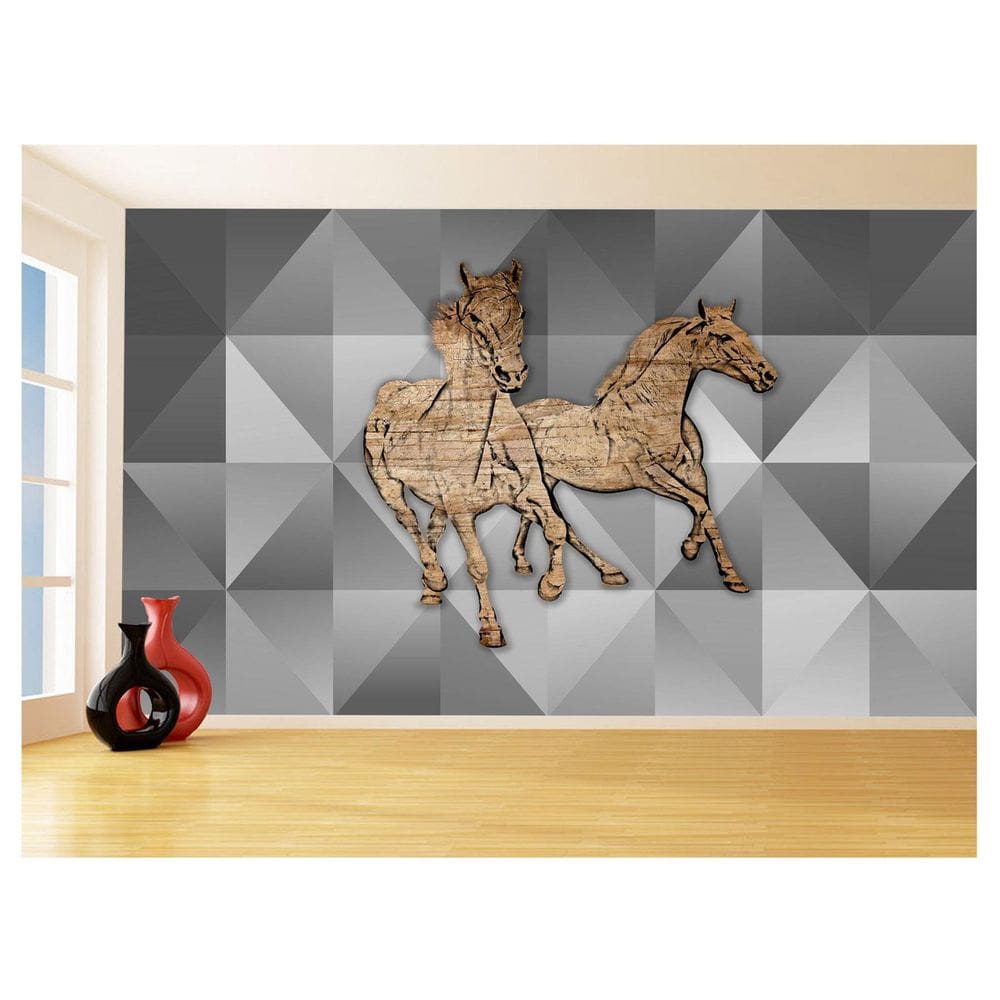 Papel De Parede Animais Pop Art Cavalos Cores 3,5M Pxa382
