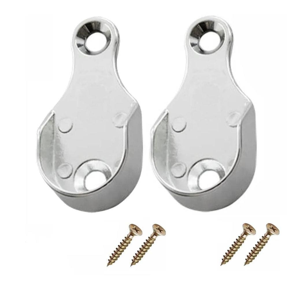 Par Suporte Oblongo Lateral Oval Cromado 310 Tubo Zamak Base