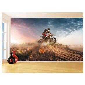 Papel De Parede 3D Moto Cross Trilha Terra Mx 3,5M Bkm09