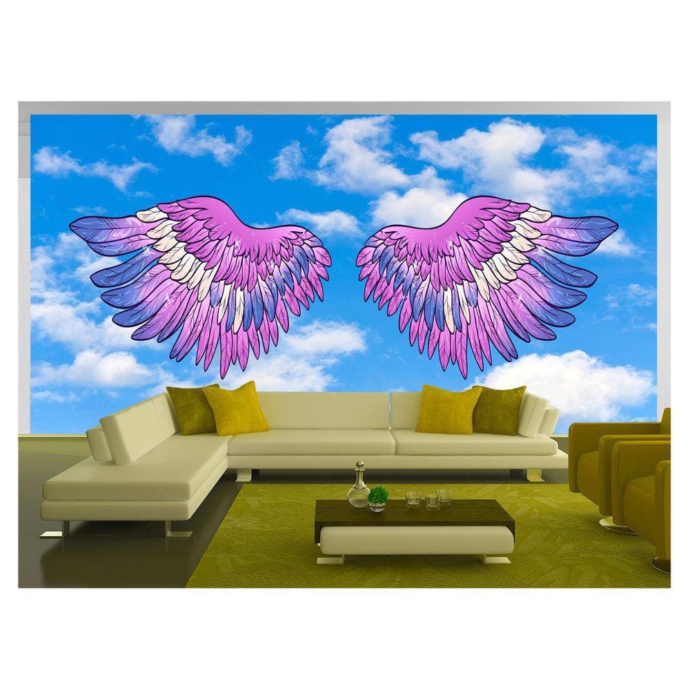 Papel De Parede 3D Arte Asas Selfie Insta Cores 3,5M Tra339