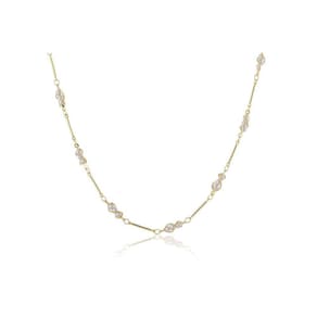Colar Com Mini Perolas Na Corrente Folheado Em Ouro 18k