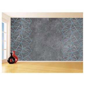 Papel De Parede Concreto Linhas Azul Turquesa 3,5M Kkt293