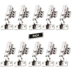 Kit 10 Dobradiça Slow Inox 35Mm 95º Reta Renna