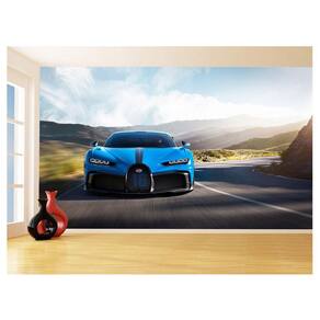 Papel De Parede 3D Carro Bugatti Chiron Pista 3,5M Car14