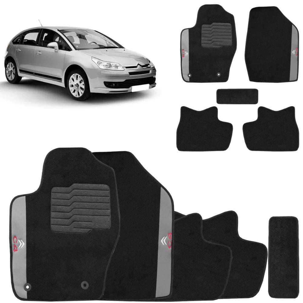 Jogo de Tapetes Carpete Citroen C4 2009 a 2014 Preto 5 Peças