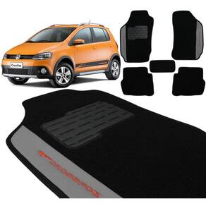 Tapete Carpete Crossfox 2004 a 2013 Preto Bordado 5 Peças