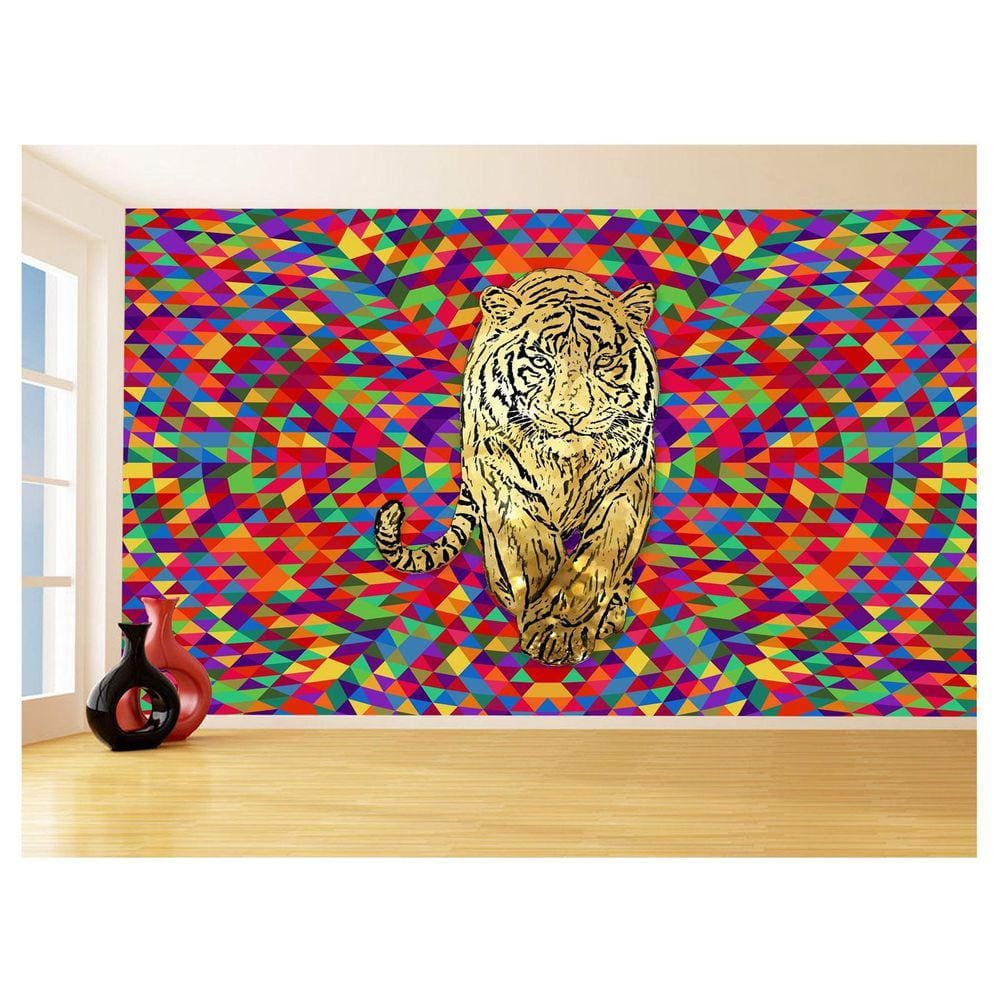 Papel De Parede 3D Animais Pop Art Tigre Felino 3,5M Pxa110