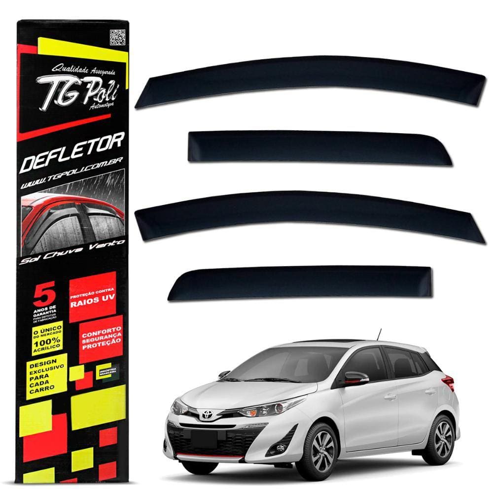 Calha Chuva Yaris Hatch 2018 a 2023 Fume Acrílico Tgpoli