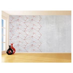 Papel De Parede 3D Concreto Linhas Dourado Rose 3,5M Kkt223
