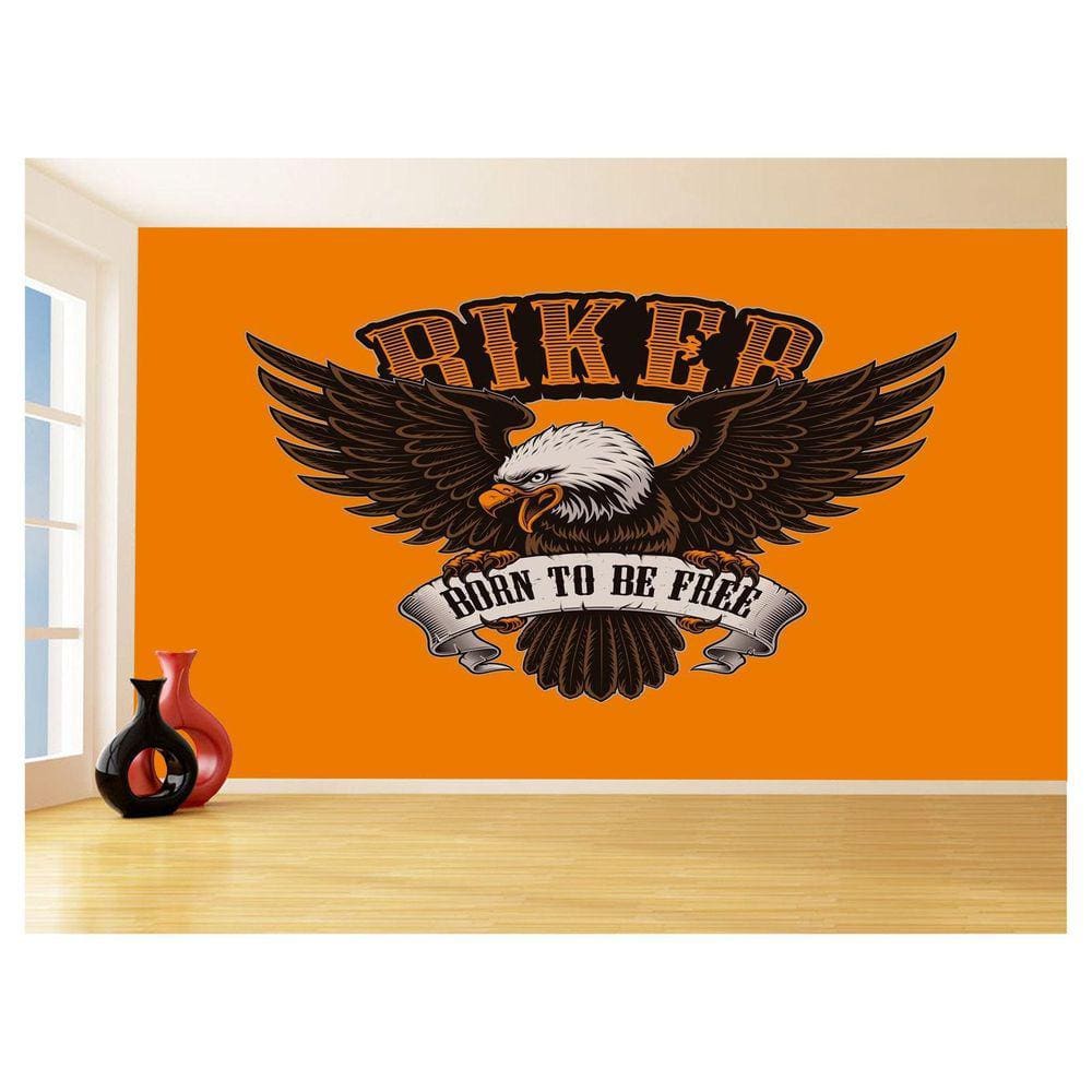 Papel De Parede 3D Moto Águia Logo Biker Born 3,5M Cxr101